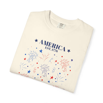 America Fireworks - Unisex Garment-Dyed T-shirt