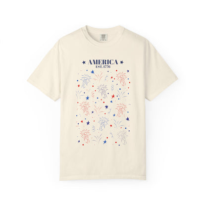 America Fireworks - Unisex Garment-Dyed T-shirt